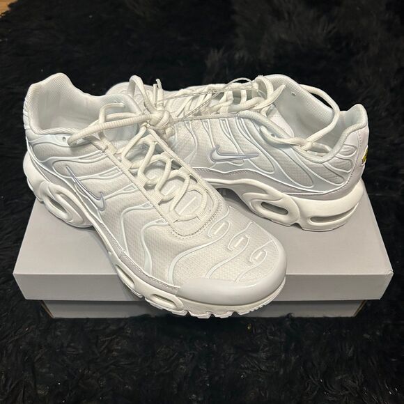 NIKE Air Max Plus white lace up shoes sneakers mens 7Y new - Picture 7 of 7